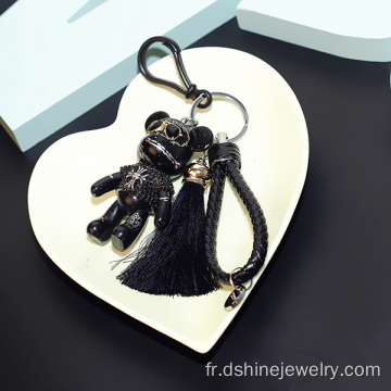 Stras Bear pendentif gland soie Tassel Keychain Handbag